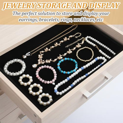 6 Pcs Velvet Stackable Jewelry Tray, Jewelry Organizer and Display for Bracelets Rings Earrings Necklaces, for Drawer and Countertop Showcase, Black