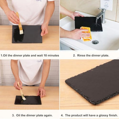9 Pack 10 x 6 Inch Slate Cheese Boards, Black Rectangle Slate Charcuterie Boards, Natural Charcuterie Stone Plates for Parties, Gifts, and Special Events, Cheese, Sushi, Food. - size: 9 Pack 10 x 6 Inch