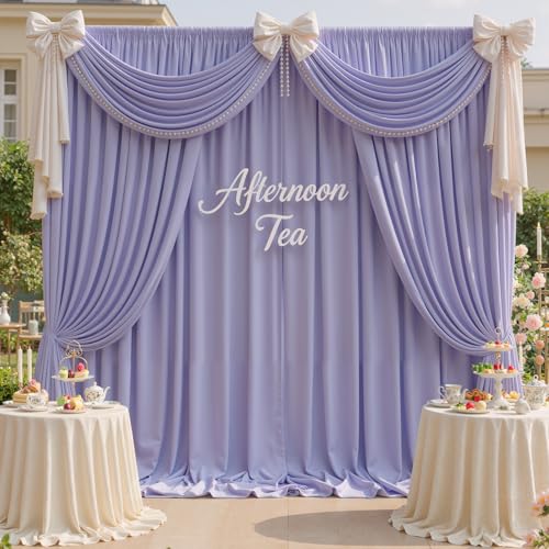 10x8 ft Wrinkle Free Lavender Light Purple Backdrop Curtain Drapes, Polyester Wedding Curtains Party Background for Baby Shower Birthday Parties - color: Lavender, size: 10ftx8ft
