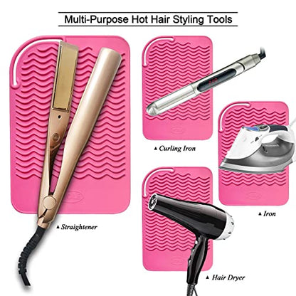 11" X 7.5" Large Size Heat Resistant Silicone Travel Mat, Anti-Heat Pad for Hair Straighteners, Hair Rollers, Curling Irons, Flat Irons and Other Hair Styling Tools - Baby Pink - color: Baby Pink, size: 11" X 7.5"