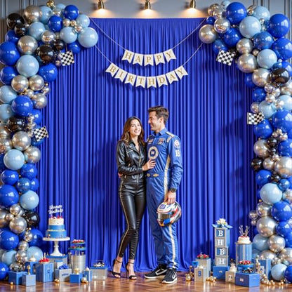 8ftx10ft Wrinkle Free Royal Blue Backdrop Curtain - 10 Feet Photography Backdrop Drapes, Silky Polyester Back Drop Cloth for Wedding Baby Shower Balloon Arch Background - color: Royal Blue, size: 8FTx10FT (W4'xH10', 2 Panels)