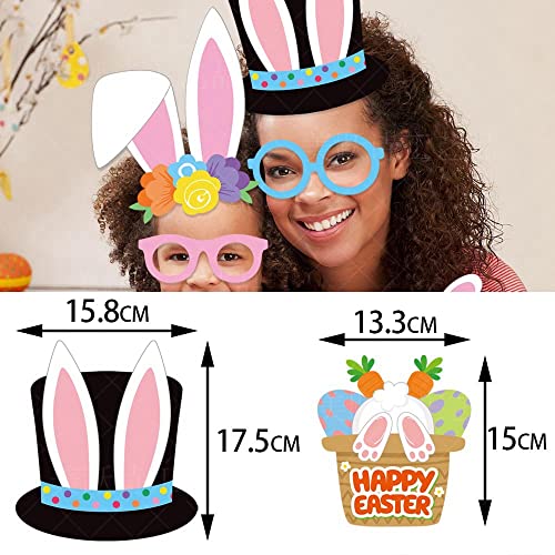 25 PCS Easter Photo Booth Props,25 Pcs Happy Easter Photo Props for Photoshoot, Egg Bunny Selfie Photobooth Props, Spring Photography for Easter Party Decorations, Little DIY