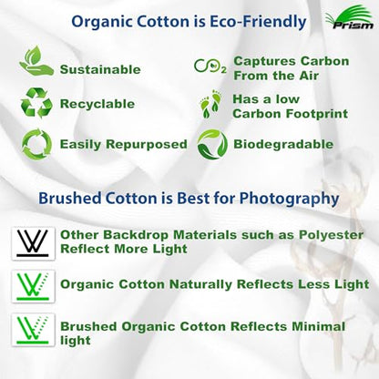 Prism 100% Cotton Extra Thick Professional Photography Backdrop 9x11 ft Black, Brushed for Low Light Reflectance and Bleed Through, Sustainable Organic Cotton Muslin with No Microplastic Shedding - color: Black 9x11ft