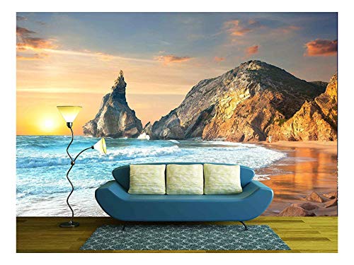 wall26 - Manhattan Skyline at Dusk, New York, United States - Removable Wall Mural | Self-Adhesive Large Wallpaper - 66x96 inches - color: Artwork - 24, size: 66"x96"