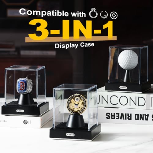 JupDec Coin Display Case, Clear Acrylic Single Coin Holder with Durable Base, Dustproof Cube Showcase with Black Velvet Interior, Ideal Gift for Challenge Coin Fans & Collectors - size: 1 Pack