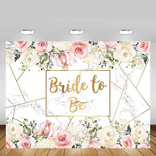 MEHOFOND Bride to Be Marble Backdrop Bridal Shower Miss to Mrs Wedding Party Supplies White Blush Pink Floral Photobooth Girls Bachelorette Engagement Photography Background Banner 7x5ft - size: 7x5ft