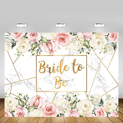 MEHOFOND Bride to Be Marble Backdrop Bridal Shower Miss to Mrs Wedding Party Supplies White Blush Pink Floral Photobooth Girls Bachelorette Engagement Photography Background Banner 7x5ft - size: 7x5ft