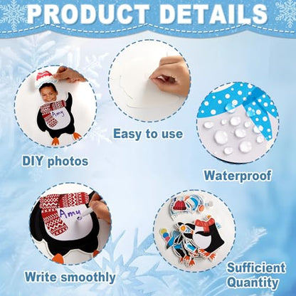 60pcs Winter Theme DIY Cutouts Penguin Bulletin Board Decoration Set Christmas Penguin with Hat Paper Cut-Outs Decor for Winter Holiday DIY Photo Craft Xmas Party School Classroom Wall Door Supplies - style: Penguin