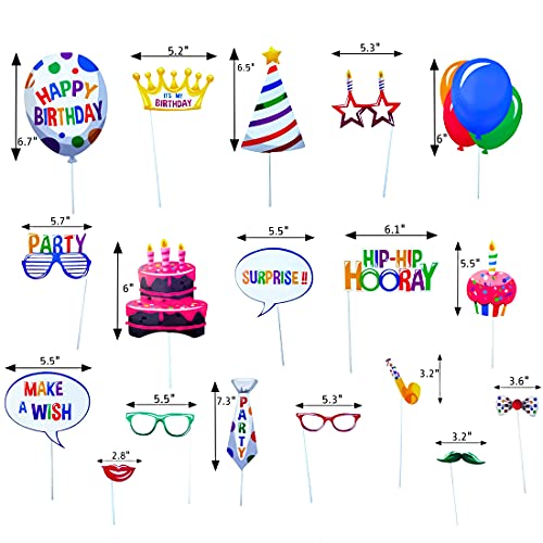 18pcs Birthday Photo Booth Props Party Decorations for Women Men Fiesta Photo Props Party Favors