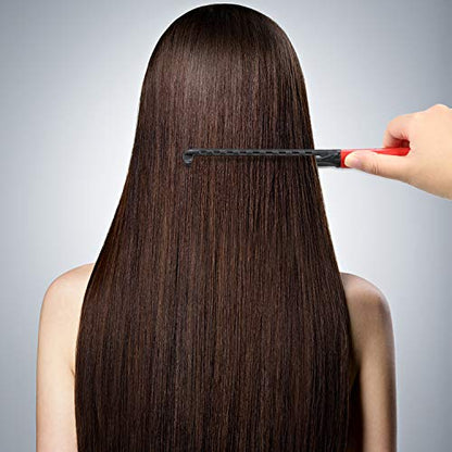 2 Pieces Flat Straightening Comb Salon Hair Brush Comb Hairdressing Styling Straightener V-shaped Straight Straightener(Red, Black) - color: Red, Black