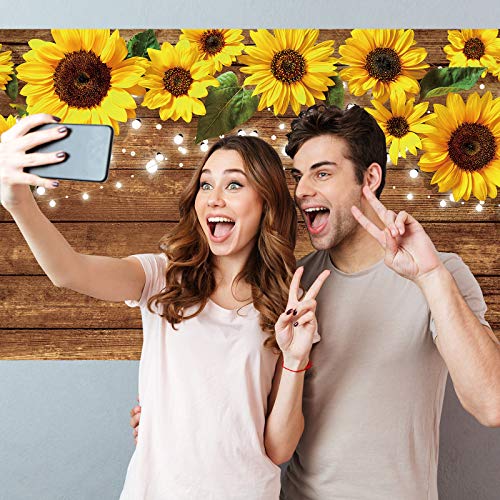 Tatuo 6.1 x 3.6 ft Rustic Sunflowers Backdrop Sunflowers Photography Background Brown Backdrop Photography Wall Background Banner for Photo Studio Home Wedding Birthday Decoration, Party Supply