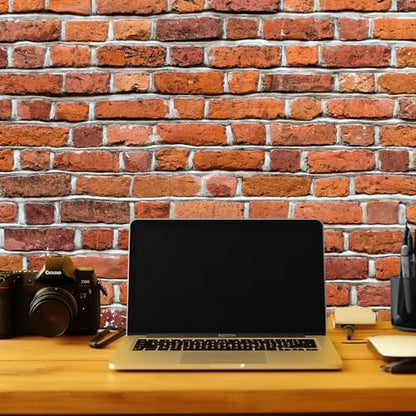 VitalCozy 10x8ft Christmas Red Brick Wall Backdrop for Photoshoot Polyester Fabric Brick Backdrop Background Wallpaper for Fireplace Home Decoration Newborn Birthday Wedding Party - size: 8 x 10 ft