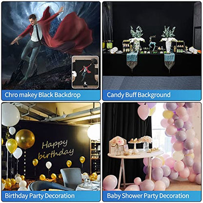 HEMMOTOP Black Backdrop Background, 6x9 ft Polyester Fabric Chromakey Black Screen Backdrops Collapsible for Photoshoot, Birthday Party, Wedding, Photography (Backdrop only) - color: Black, size: 6x9ft