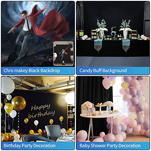 HEMMOTOP Black Backdrop Background, 6x9 ft Polyester Fabric Chromakey Black Screen Backdrops Collapsible for Photoshoot, Birthday Party, Wedding, Photography (Backdrop only) - color: Black, size: 6x9ft
