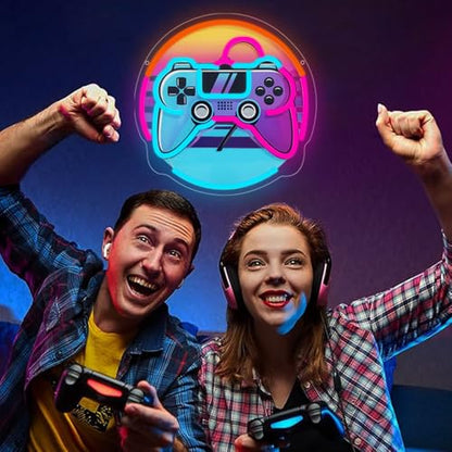 Gamer Neon Sign, Gaming Neon Sign for Gamer Room Decor Game LED Lights for Bedroom Wall Decor Gamepad Dimmable Neon Gaming Sign for Party Decorations Teen Boys Gift USB Powered(12.6"*12.6") - style: Gamepad