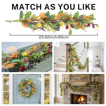 MOYEE Candle Holder Centerpieces for Tables,Candle Ring,Wreaths, Black Metal Paired Artificial Flowers 14 in Versatile Dining Table Centrepiece (Golden Wheat Ear) - color: Golden Wheat Ear Wreath