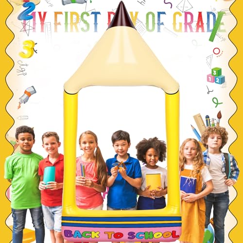 Colingmill 55 Inch Christmas Gingerbread House Photo Frame Inflatable Balloon Decorations Photo Backdrop Booth Selfie Frame Background for Xmas Party Supplies(Pencil) - style: Pencil