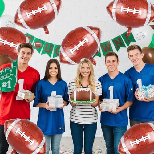 Biapian 26 Inch Football Balloons Set, Football Party Decorations, 6 Pcs Large Football Shaped Foil Balloon Helium for Boys Men Sport Event Themed Birthday Party Decorations Supplies - style: Football