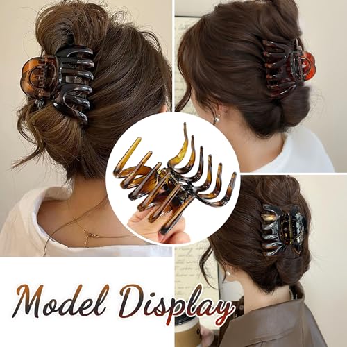 Octopus Hair Claw Clips for Thick Hair 3.6" Large Octopus Claw Clips for Women's Long Hair (2 Pcs, Brown&Dark Red) - color: Octopus glossy-2