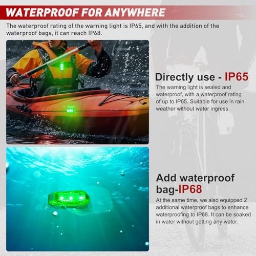 Nilight LED Safety Light 4PCS Green Marine Navigation Bike Tail Lights Three Modes Waterproof Reflective Gear Clip On Flash Strobe Indicator Lamp for Night Boating Fishing Cycling Jogging - color: 3LED Safety Light-Green