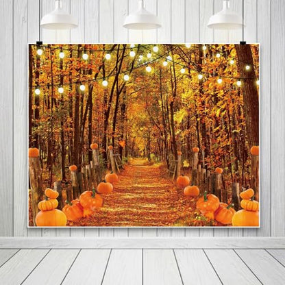 Fall Thanksgiving Backdrop for Photography 10x8ft Autumn Forest Pumpkin Path Maple Leaves Photo Backdrop Farm Harvest Thanksgiving Party Family Friendsgiving Decor Kids Adult Portrait Photo Props