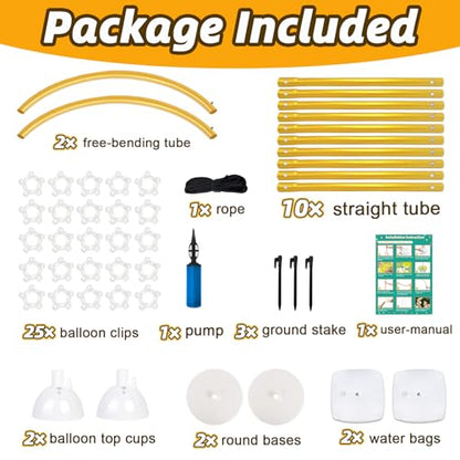 8FT & 6FT Gold Balloon Arch Stand, Free Bending Top Balloon Arch Kit, Half Arch Balloon Stand with Base for Floor, Balloon Column Kit for Wedding Birthday Baby Shower Graduation Party Decor - size: 8FT & 6FT
