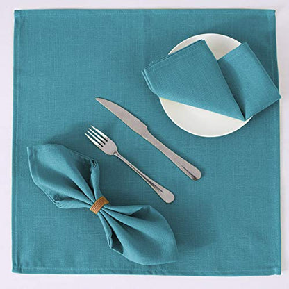 H.VERSAILTEX Cloth Napkins Set of 12 (18" X 18") Linen Textured Dinner Napkins Waterproof Extra Soft Thick Durable Reusable Napkins with Hemmed Edges for Dinners, Weddings and Everyday Use, Teal - color: Teal, size: 18" x 18" (Square)