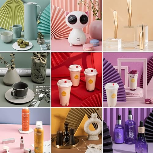 24 Colors Small Product Backdrops Photography Background Paper with Stand 12PCS 34x17inch Flat Lay Backdrop for Cosmetics Jewelry Products and Food
