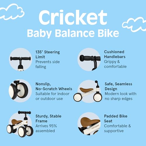 Retrospec Cricket Baby Balance Bike, 4-Wheel Ride-On Toy for Ages 12-24 Months – First Bike & Toddler Bike for 1 Year Old Boys & Girls, First Birthday Gift - color: Matcha Bloom