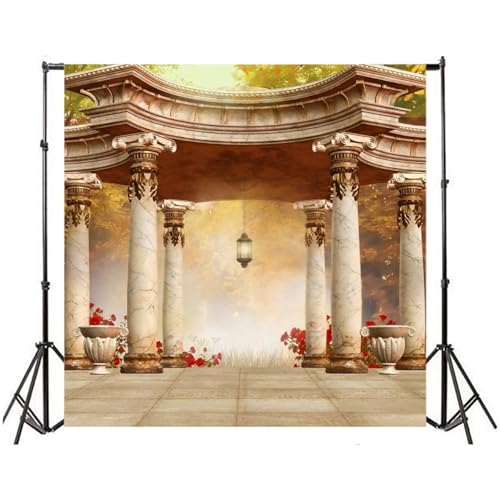 AOFOTO 8x8ft Romantic Wedding Royal Gazebo Background Classic Gloriette Photography Backdrop Vintage Garden Pavilion Retro Columns Photo Studio Props Ladies Girl Artistic Portrait Photoshoot Vinyl - size: 8x8ft