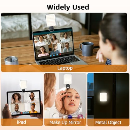 Magnetic Selfie Light for Cell Phone, gliship 128 Led Selfie Light Compatible with Magsafe Rechargeable Portable Clip Fill Light with 3 Lights Modes for Phone Camera Laptop Camera - color: Black