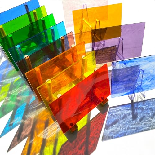 12 Sheets Transparent Stained Glass Sheet Variety Pack, 4 x 6 inch Cathedral Art Glass Mosaic Tiles for Crafts, Stained Glass Supplies for Projects and Mosaic Work - color: Transparent
