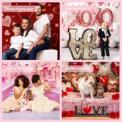 Kate Valentine's Day Love Heart Backdrop for Photography Balloons Arch Decoration Background Photo Studio Props 10x6.5ft - size: 10x6.5ft