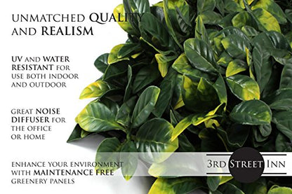 3rd Street Inn Artificial Hedge - Outdoor Artificial Plant - Great Boxwood and Ivy Substitute - Sound Diffuser Privacy Fence Hedge - Topiary Greenery Panels (12, Laurel) - color: Laurel
