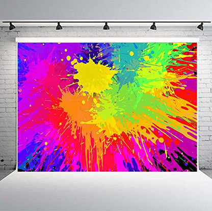 Colorful Paint Splash Backdrop Abstract Graffiti Style Photography Background Hip Hop 80's 90's Theme Vinyl 7x5ft Banner Photo Studio Props WQPH651 - size: 7x5ft
