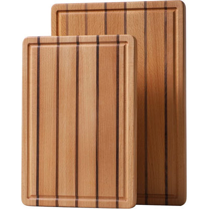 Solid Wood Cutting Board for Steak & Pizza, Durable Chopping Block for Kitchen & Restaurant, 13" x 9" x 0.8", Ideal for Veggies & Cooked Meat