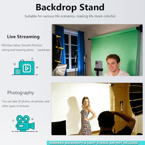 MagicLine Photography Backdrop Wall Mount 1 Roller Support System,Manual Photo Background Holder for Ceiling/Light Stand Mount & 2 Hooks,2 Expand Bars,1 Chain,Backdrop Stand for Home Studio