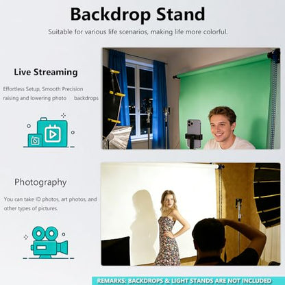 MagicLine Photography Backdrop Wall Mount 1 Roller Support System,Manual Photo Background Holder for Ceiling/Light Stand Mount & 2 Hooks,2 Expand Bars,1 Chain,Backdrop Stand for Home Studio