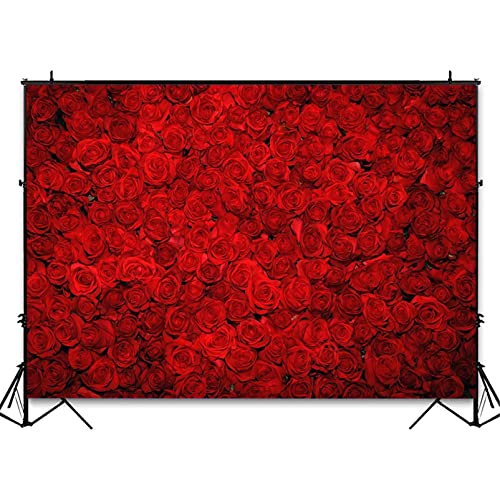 Avezano Red Rose Floral Wedding Photography Backdrop Valentine's Day Party Photo Backdrops Vinyl Cloth 14 February Background Photo Booth Props Pictures (10x8ft) - size: 10x8ft