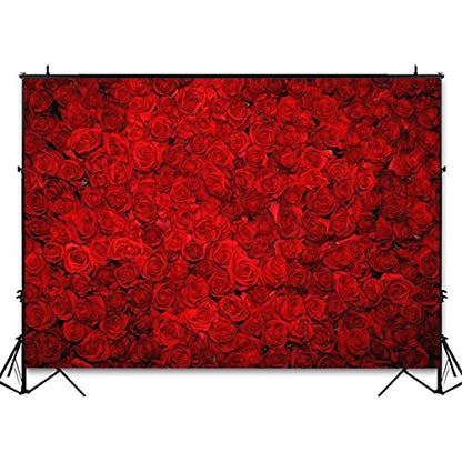 Avezano Red Rose Floral Wedding Photography Backdrop Valentine's Day Party Photo Backdrops Vinyl Cloth 14 February Background Photo Booth Props Pictures (10x8ft) - size: 10x8ft