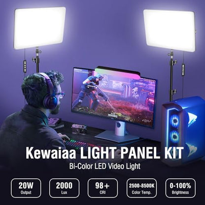 LED Video Light Kit with Adjustable Tripod Stand 63'', 2500K-8500K Dimmable Photography Lighting Continuous Studio Light for Game Streaming, YouTube - size: 1-pack