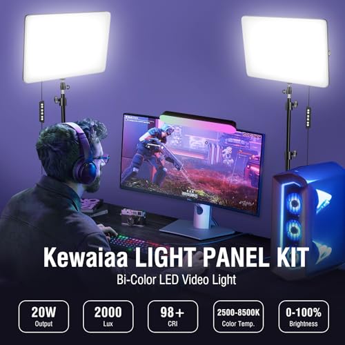 LED Video Light Kit with Adjustable Tripod Stand 63'', 2500K-8500K Dimmable Photography Lighting Continuous Studio Light for Game Streaming, YouTube - size: 1-pack
