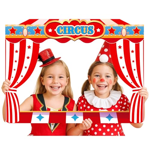Beeveer Upgraded 32 x 24 Inch Large Carnival Circus Photo Booth Props Party Decorations Picture Frame Vintage Photo Frame Friends Selfie Props for Christmas Mexico Favors (Carnival Style) - style: Carnival Style