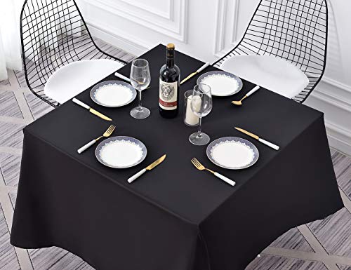 Surmente Black Square Tablecloth-52x52 Inch Table Cloth for Small Square Tables,Washable Polyester Table Cover for Weddings, Banquets, or Restaurants - color: Black, size: 52" x 52" (Square)