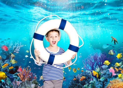 Deep Sea Underwater Backdrop 20x10ft Under The Sea Blue Ocean Sunlight Seabed Aquarium Photography Background, Turtle Tropical Fish Coral Diving Birthday Party Photo Studio Props - color: Blue1, size: 20x10ft
