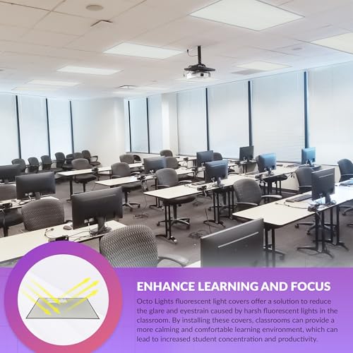 OCTO LIGHTS Magnetic Light Covers for Ceiling Lights Classroom Fluorescent Light Covers Solid Light Gray 2x4 Ceiling Light Cover for Classroom Lights, Office, and Medical Spaces (Pack of 1) - color: Light Gray