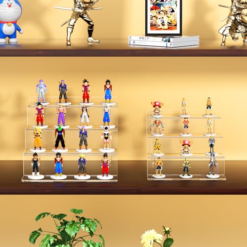 NIUBEE Acrylic Riser Display Shelf, Clear Display Stand for Amiibo Funko POP Figures,4 Tier Cupcakes Stand Perfume Organizer and Storage (9 Inch Small) - size: 9 inch
