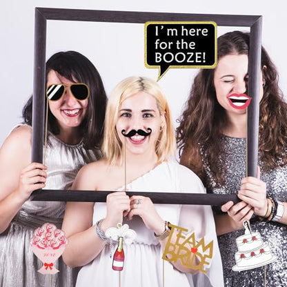 Kotbs 52pcs Wedding Photo Booth Props, Bachelorette Party Photo Booth Prop Kit for Bridal Shower, Engagement and Valentines Party, Photobooth Props Wedding Party Supplies