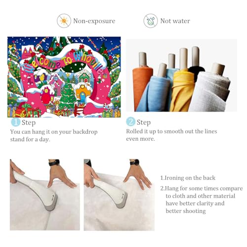 Welcome to Whoville Backdrop Winter Christmas Village Photography Background for Kids First Birthday Baby Shower Happy New Year Xmas Holiday Party Decoration Supplies Photo Props (10x6FT) - size: 10x6FT
