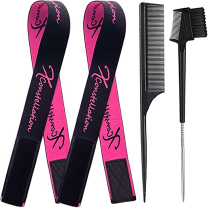 Elastic Wig Bands for Edges, Baby Hair, Keeping Wigs in Place, and Sewing Edges - 2 PCS, BlackPink - color: Black+Pink, size: 1 Count (Pack of 4)